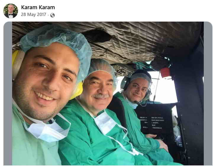Patient appreciation feedback for Dr. Karam Karam celebrating a successful heart transplant between Our Lady of Zgharta University Hospital and Ajaltoun – May 2017